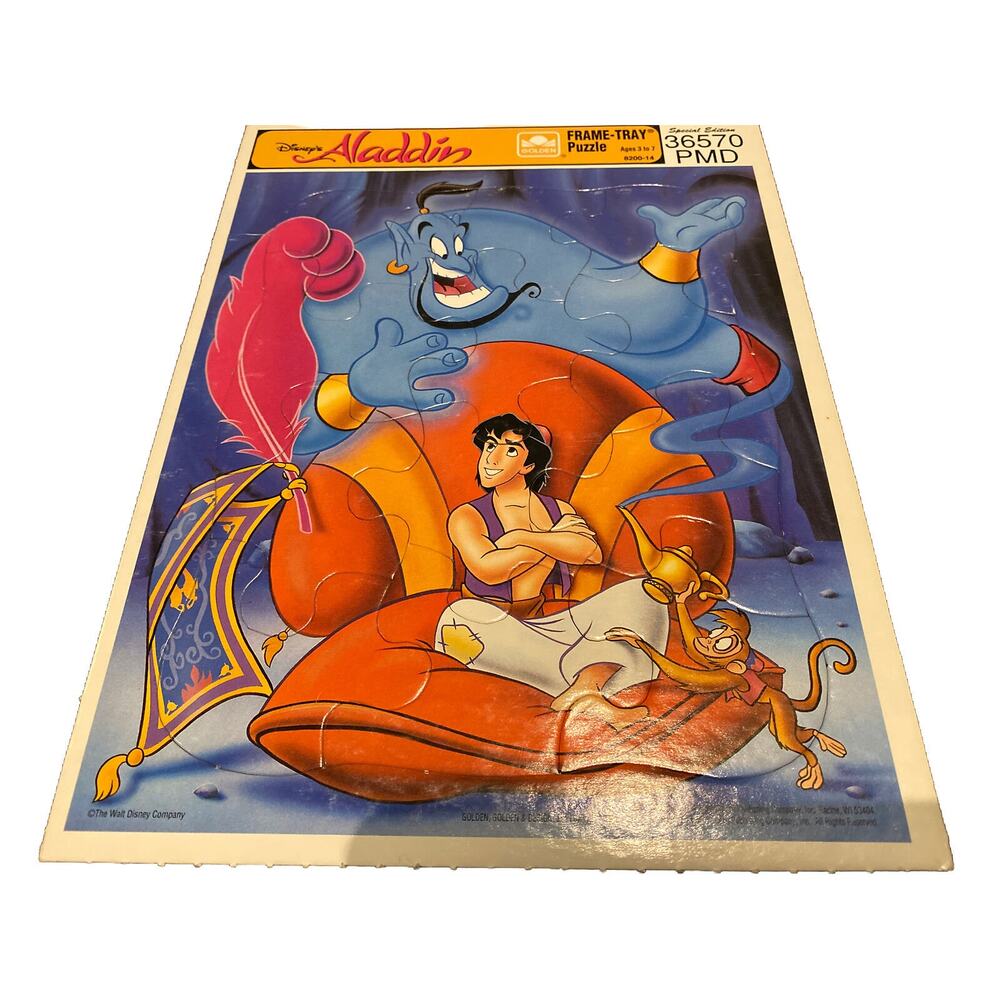 Disney Aladdin Genie Abu Golden Frame Tray VTG Puzzle 8 X 11 Golden Books